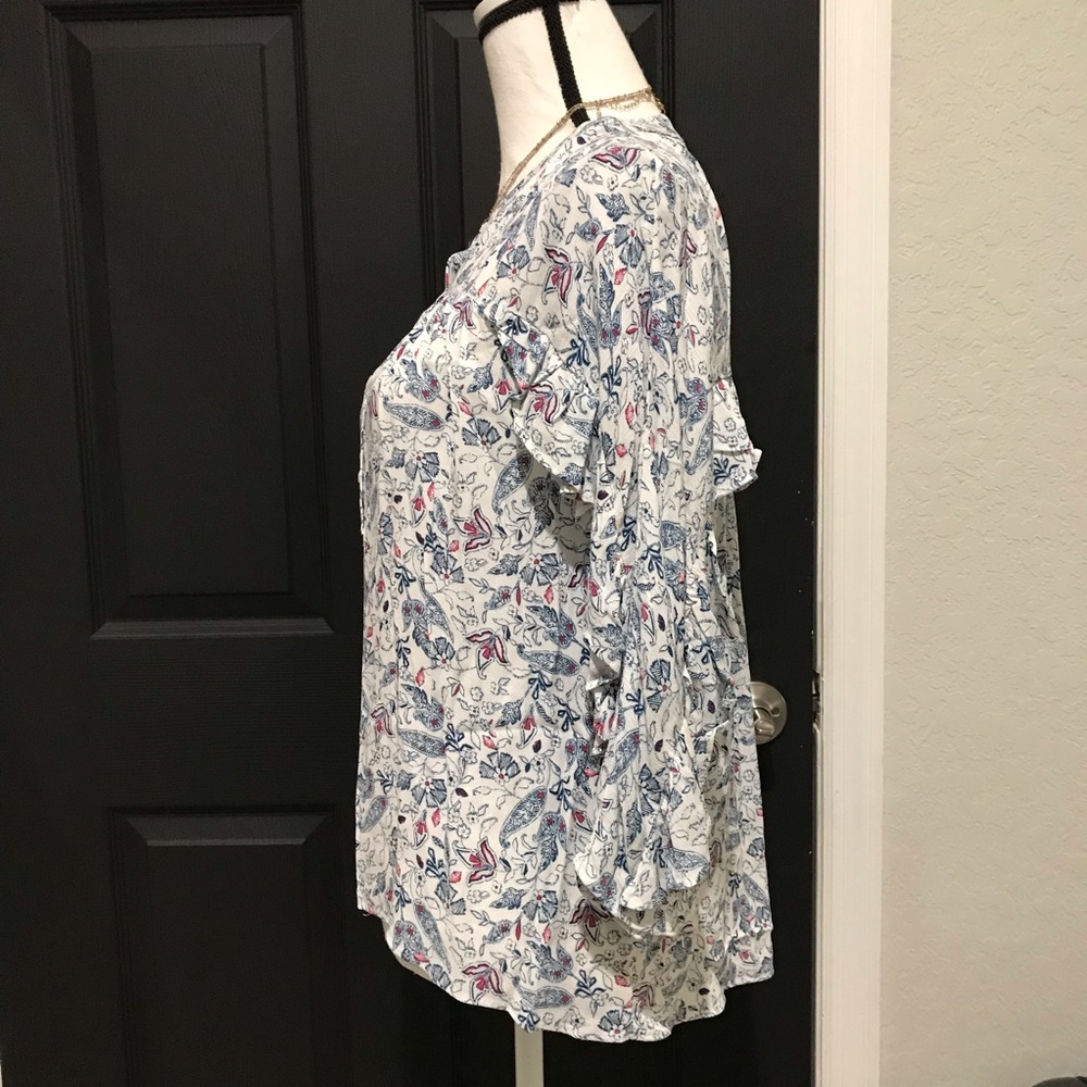Lauren Conrad NWT floral Paisley ruffle sleeve peasant Blouse Sz Xs. Cottagecore - Picture 3 of 8